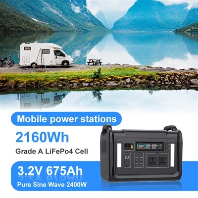 Outdoor -Notstrom -Solar -Kraftwerk 2400W tragbare Lithiumbatterie 2160WH